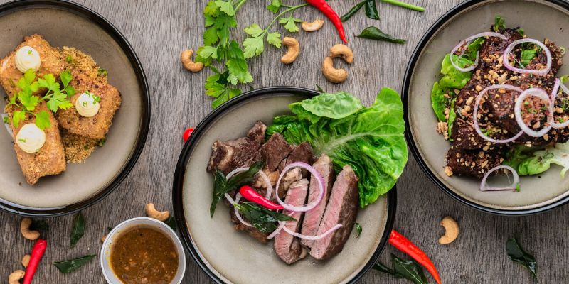 Plates of healthy food