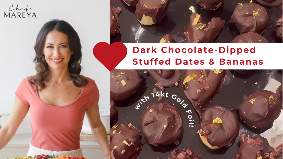 Dark Chocolate-Dipped Dates &amp; Bananas with 14kt Edible Gold